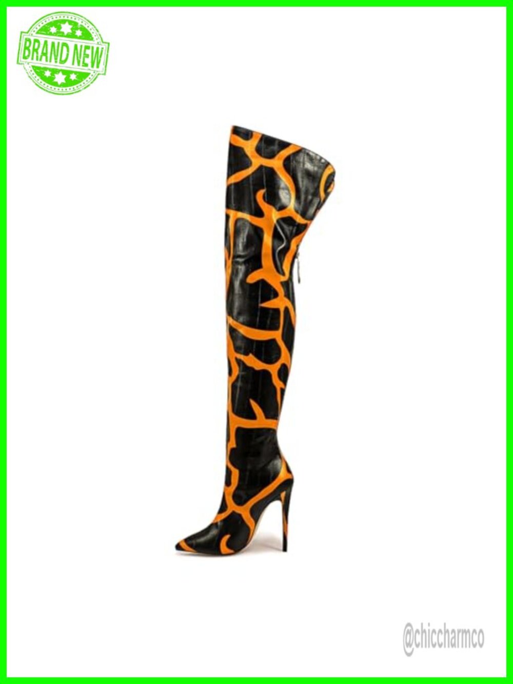 Thigh High Boots Pointed Toe Stiletto Heel Back Zip Over the Knee